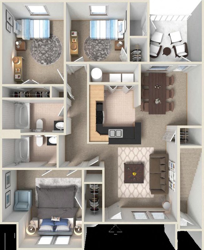 Three Bedroom Two Bath floor plan